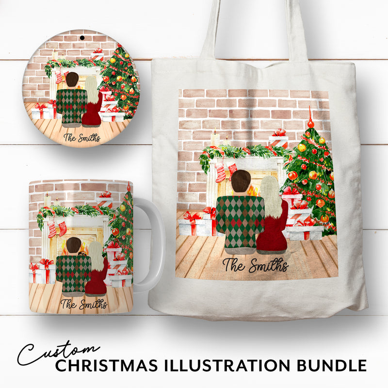 Custom Christmas Illustration Bundle • Couples