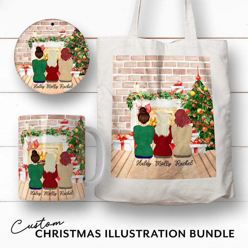 Custom Christmas Illustration Bundle • Friends