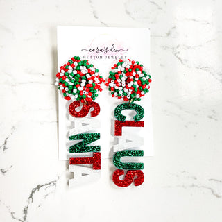 Santa Acrylic Earrings • Multi Color Beads