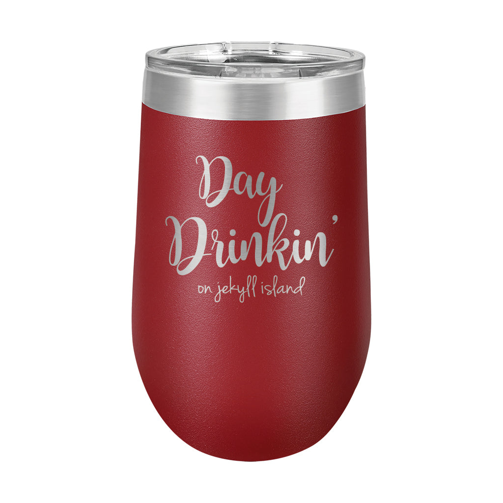 16oz Wine Tumbler • Day Drinkin' on Jekyll Island