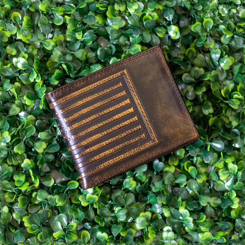 Embossed Leather Bifold Wallet • Rustic Brown