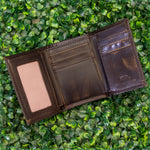 Embossed Leather Trifold Wallet • Rustic Brown