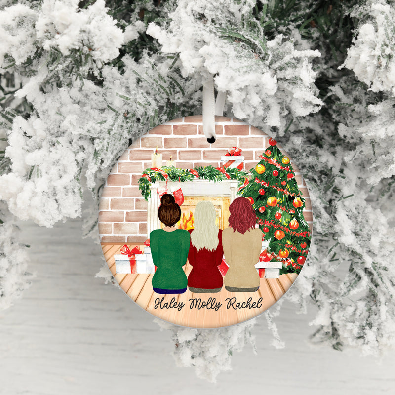 Custom Christmas Illustration Ornament • Friends