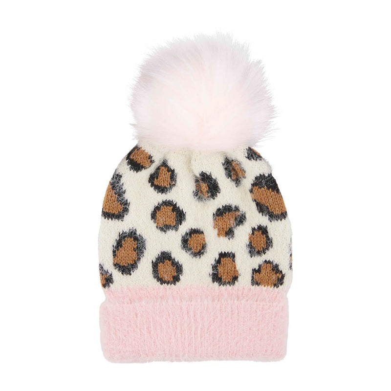Toddler Fuzzy Leopard Hat • Ivory