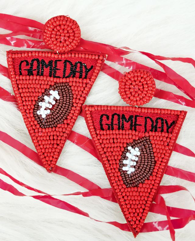 Game Day Beaded Earrings • Red
