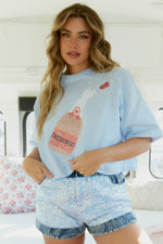 Bubbly Bridesmaid Sequin Patch Cropped Tee • Baby Blue
