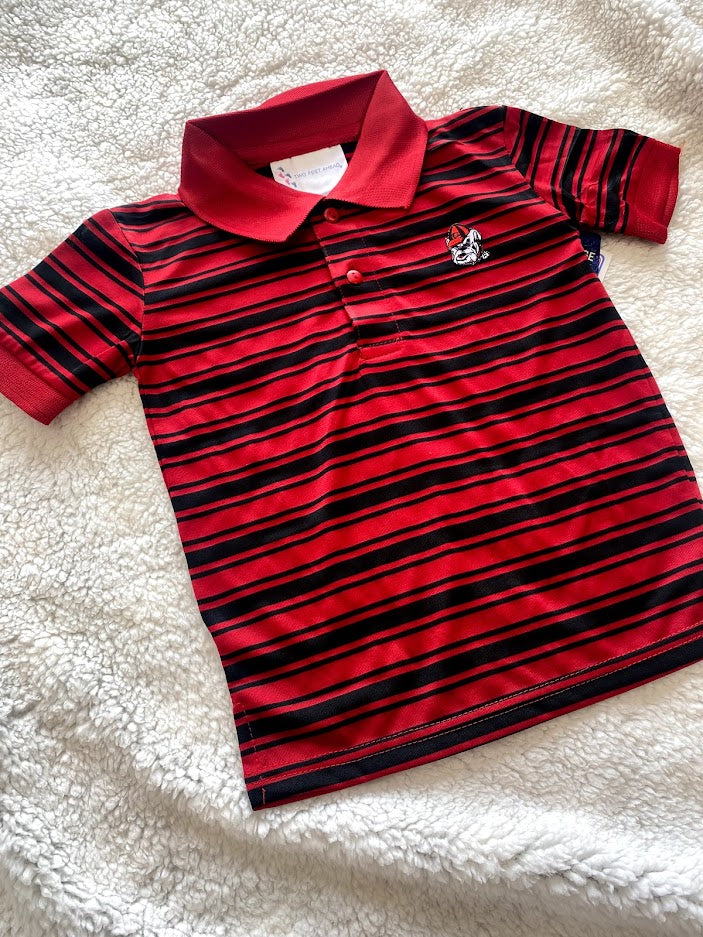 Polyester Stripe Black Red Golf Shirt