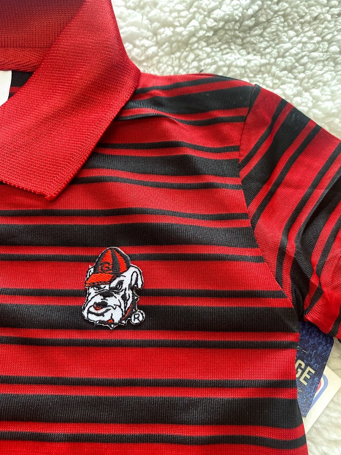 Polyester Stripe Black Red Golf Shirt