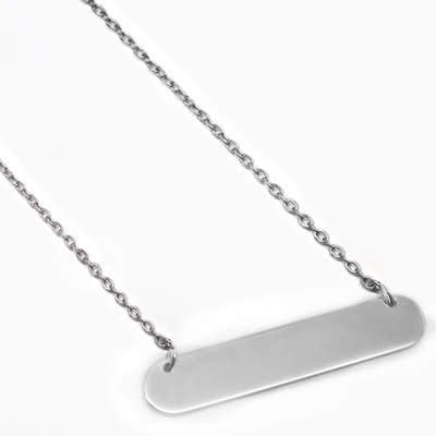 Sterling Silver Rounded Bar Necklace 35mm