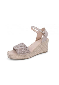 Irina Shimmer Suede Sandal Wedge • Champagne