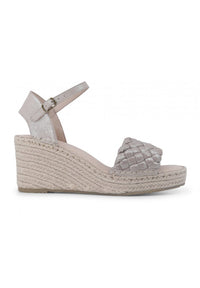 Irina Shimmer Suede Sandal Wedge • Champagne