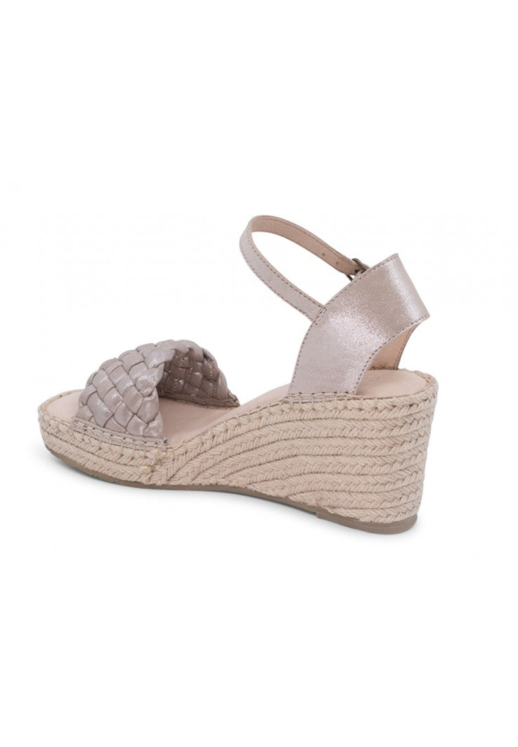 Irina Shimmer Suede Sandal Wedge • Champagne