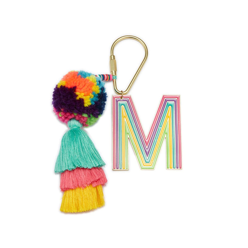 Initial keychain with tassel, Personalized Rainbow letter keychain