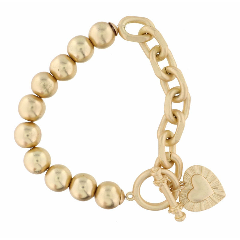 Heart Charm Gold Bracelet