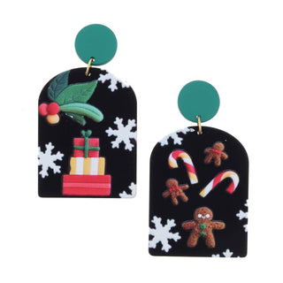 Turquoise Black Arch Christmas Earrings