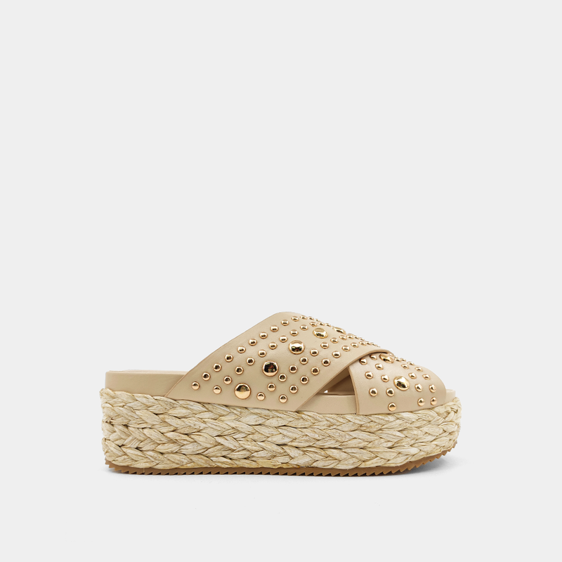 Kaia Espadrille Wedge Sandals • Beige