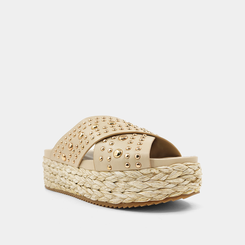 Kaia Espadrille Wedge Sandals • Beige