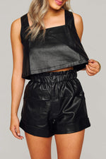 Manning Vegan Leather Cropped Tank • Black