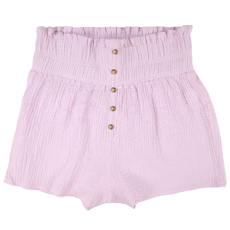 Simply Gauze Smocked Button Shorts • Aster