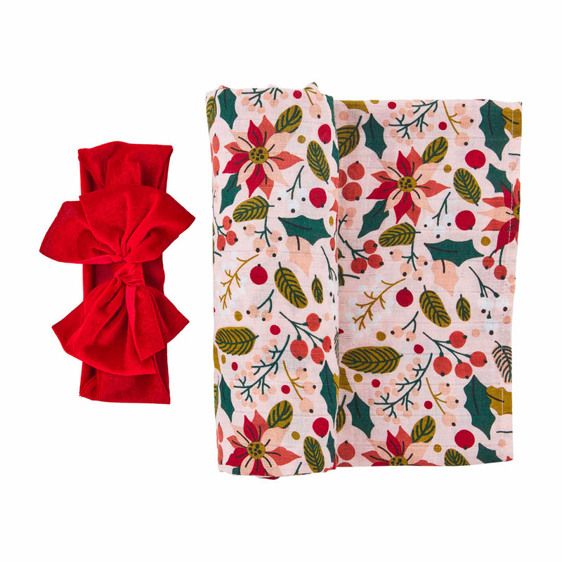 Poinsettia Sleeper & Headband Set