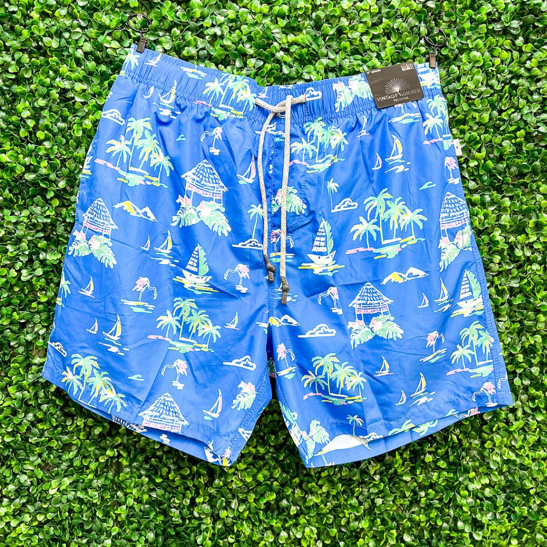 Ponji Swim Shorts • All Over Sailboats