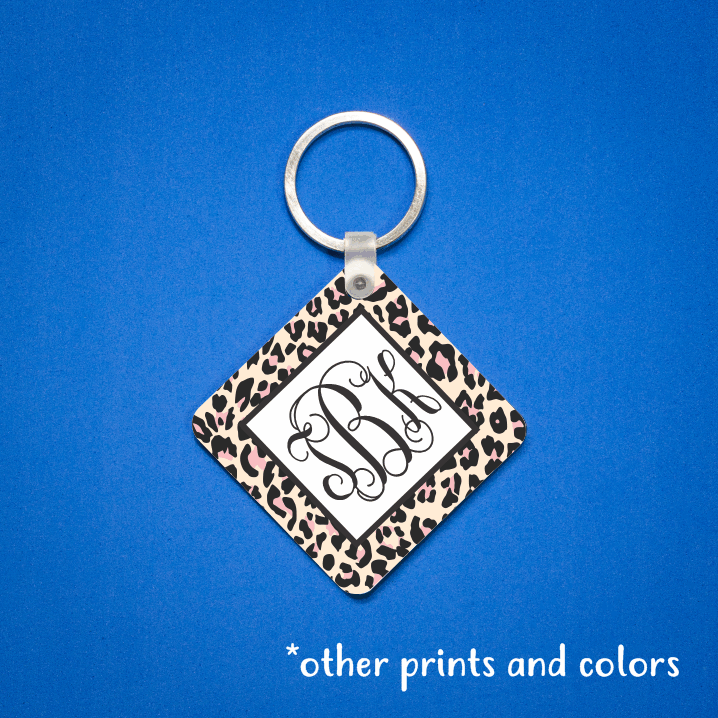 Animal Print Personalized Square Keychain