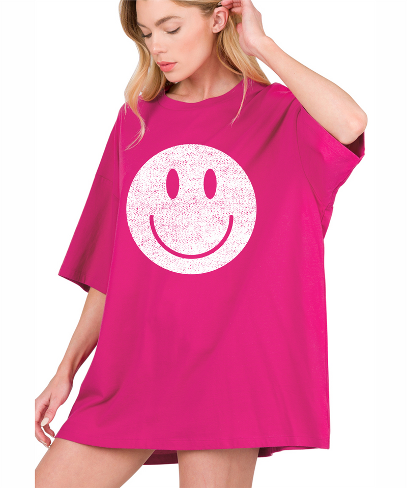Retro Smiley Face Tee • Pink