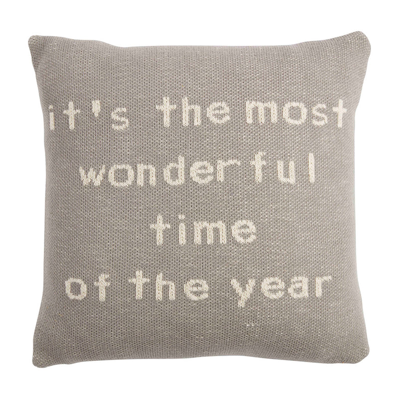 Square White Christmas Pillow • Reversible