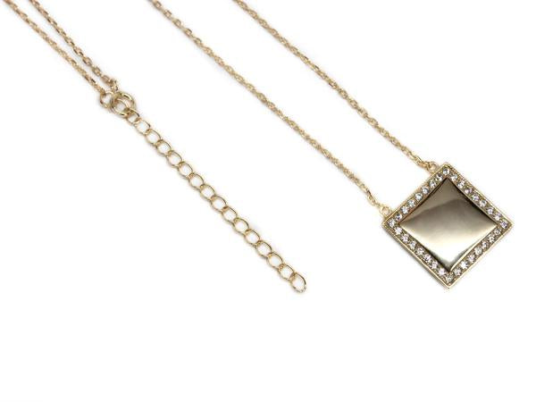 Sterling Silver Square Diamond Pendant Necklace