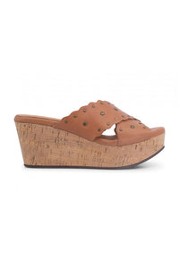 Wilbert Studded Calf Leather Wedge • Caramel