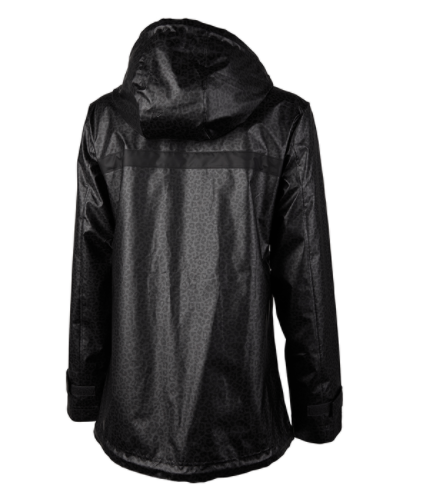 Monogrammed Full Zip Rain Jacket • Black Leopard
