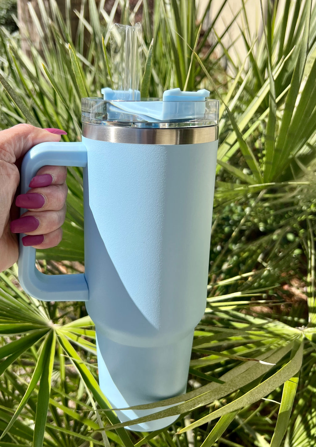 Sky Blue 40oz Handle Tumbler