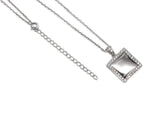 Sterling Silver Engravable Square Diamond Necklace