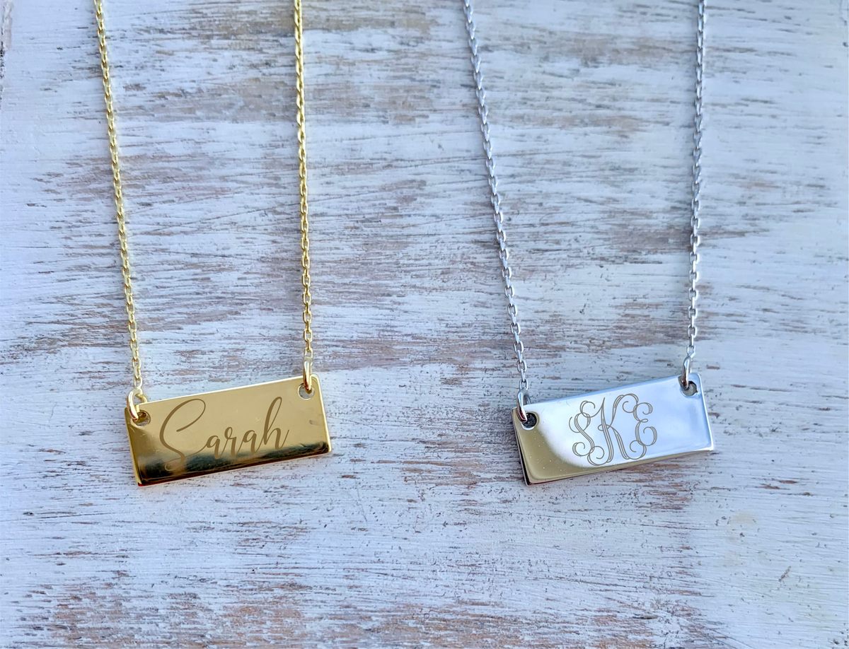 Engraved Adele Bar Necklace