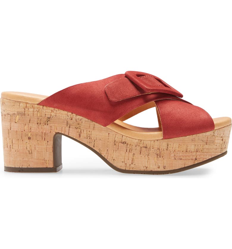 Galaxy Criss Cross Platform Slide Red Nubuck