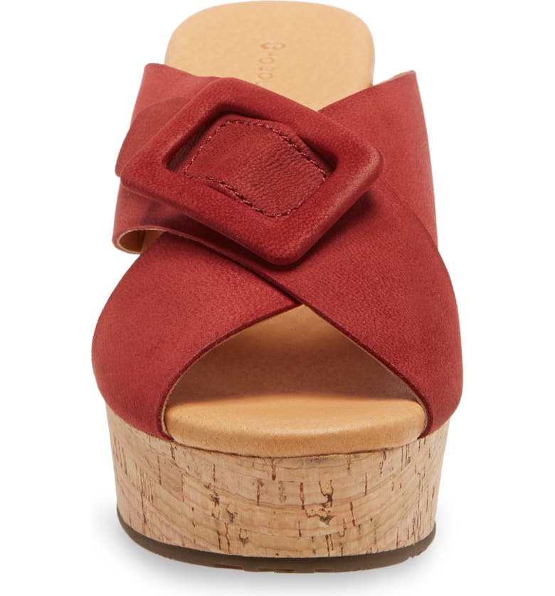 Galaxy Criss Cross Platform Slide Red Nubuck