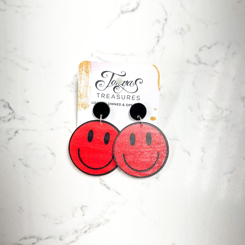 Red and Black Smiley Earrings