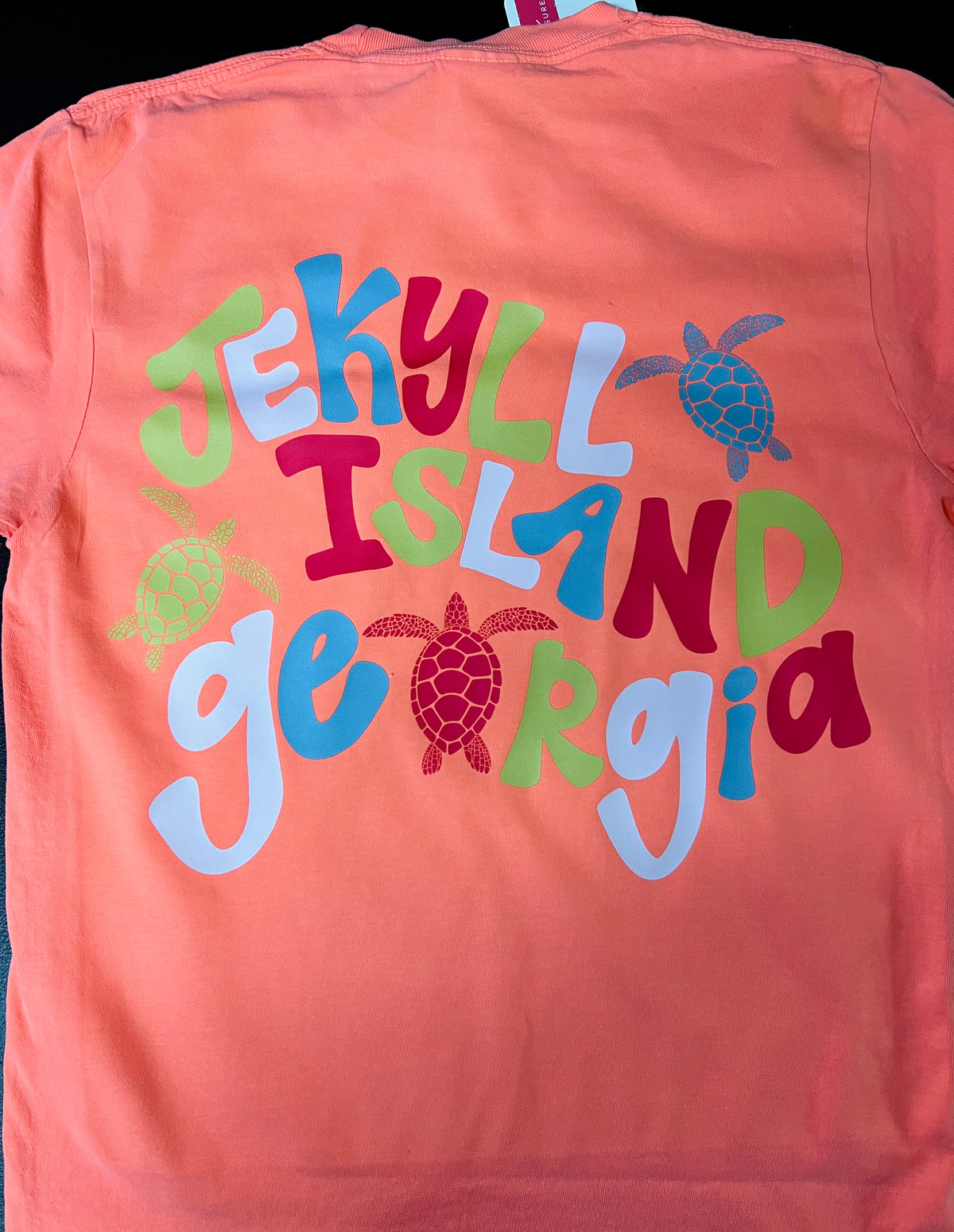 Groovy Turtle Jekyll Island Neon Coral • Adult Tee