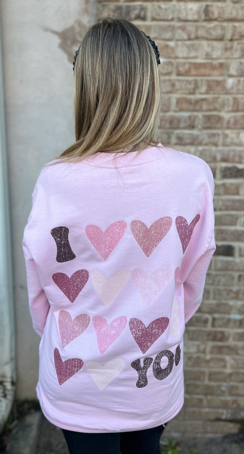 I Love You Sweatshirt • Pink
