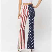 HW American Flag Print Flare Jeans • USA