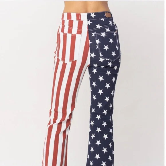 HW American Flag Print Flare Jeans • USA