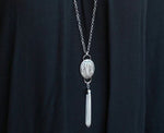 Engraved Fashion Oval Tassel Necklace
