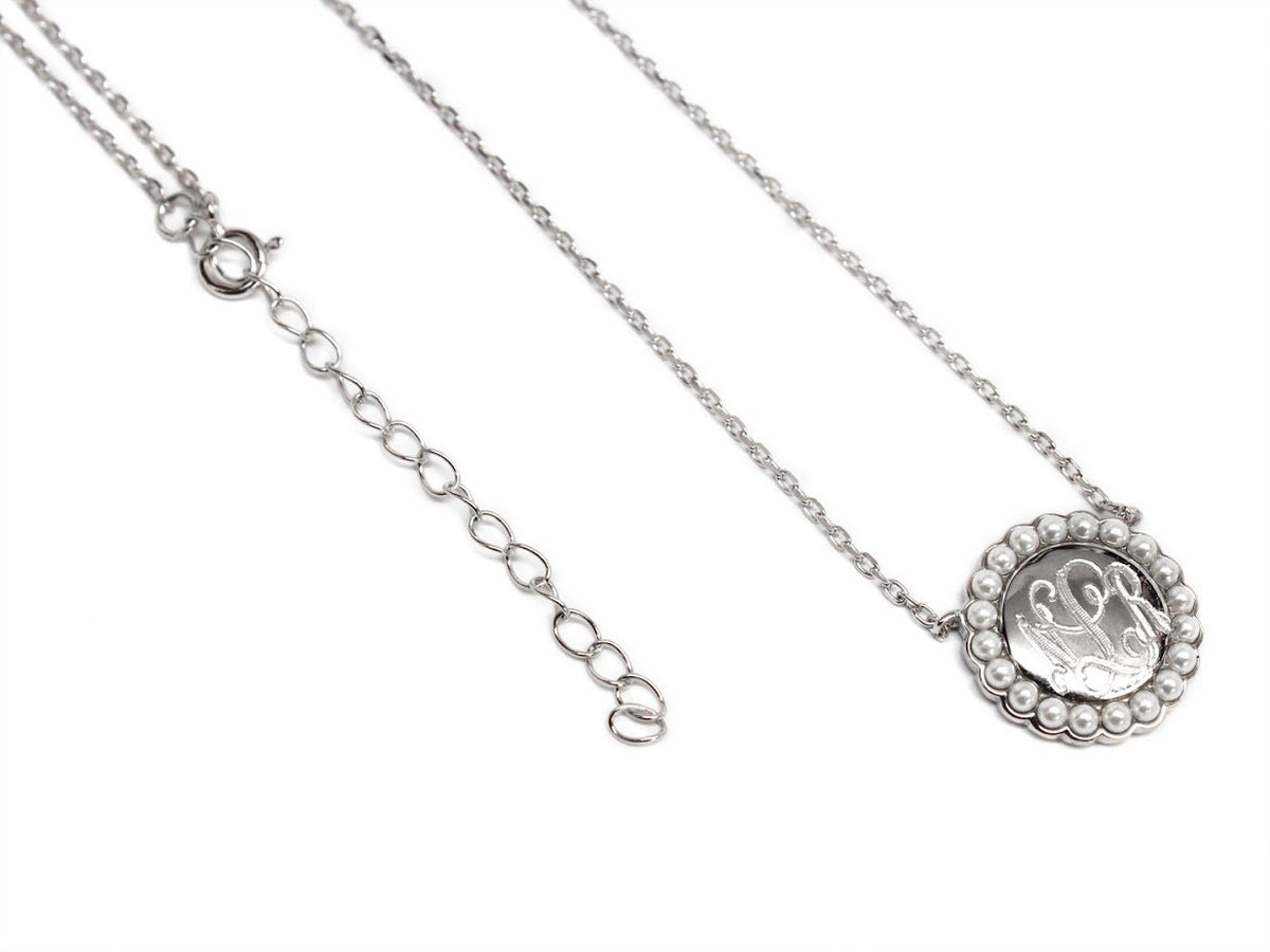 Sterling Silver Round Pearl Pendant Necklace