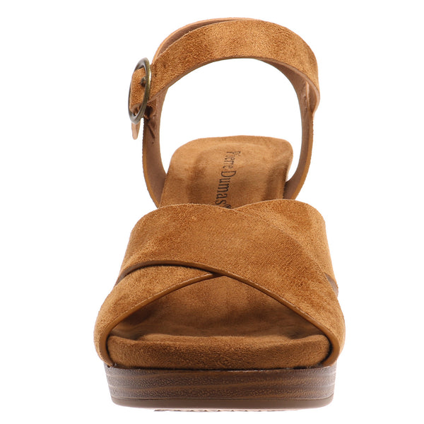 Morgen Criss Cross Suede Wedge • New Tan