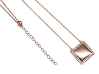 Sterling Silver Square Diamond Pendant Necklace