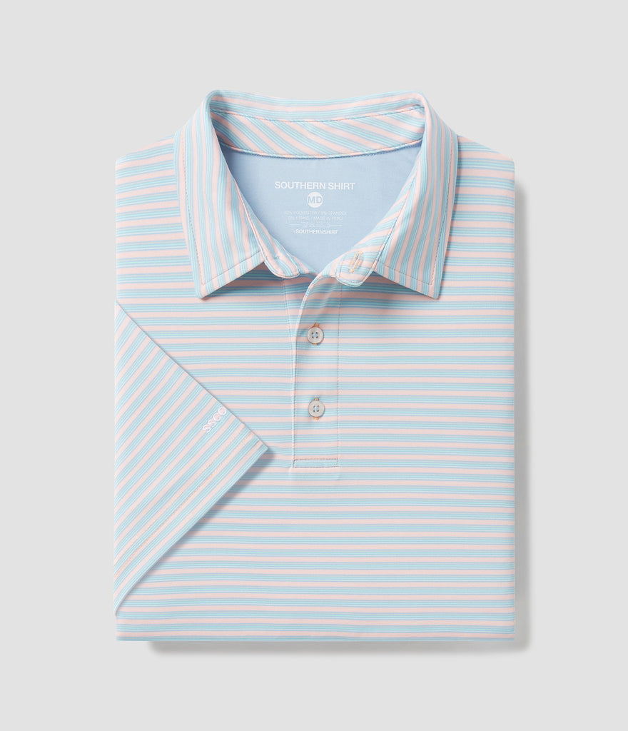 Augusta Stripe Polo SS • Promenade Blue