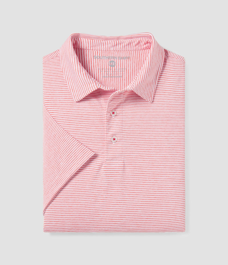 Heather Madison Stripe Polo SS • Fire Coral